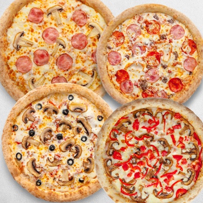 Комбо №10 Четыре пиццы: Мясная, Мафия, Ветчина грибы, Фирменная