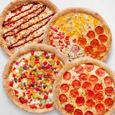 Комбо №9 Четыре пиццы: Пепперони, 4 сезона, Цыпленок барбекю, Чизбургер
